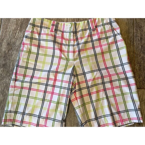 Nike Golf Shorts size 6 Fit Dry Bermuda‎ Short Plaid Pickleball Rainbow Pockets - Picture 2 of 8